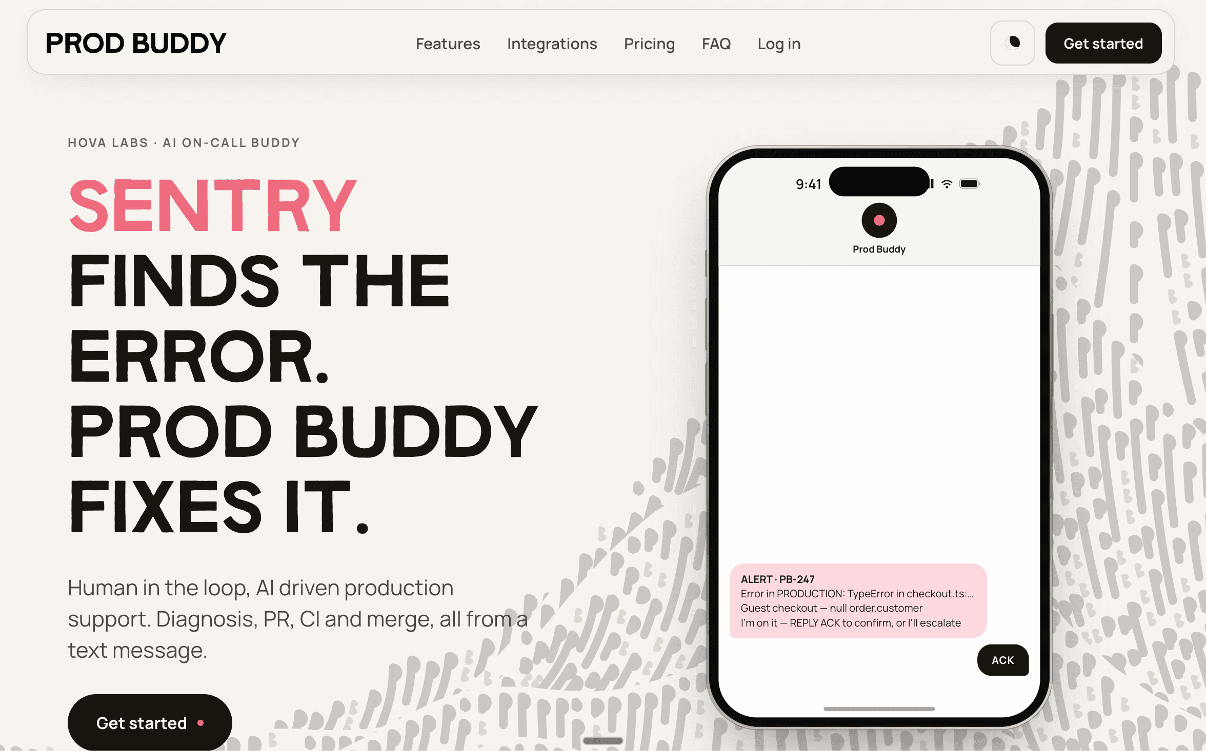 Prod Buddy landing page screenshot