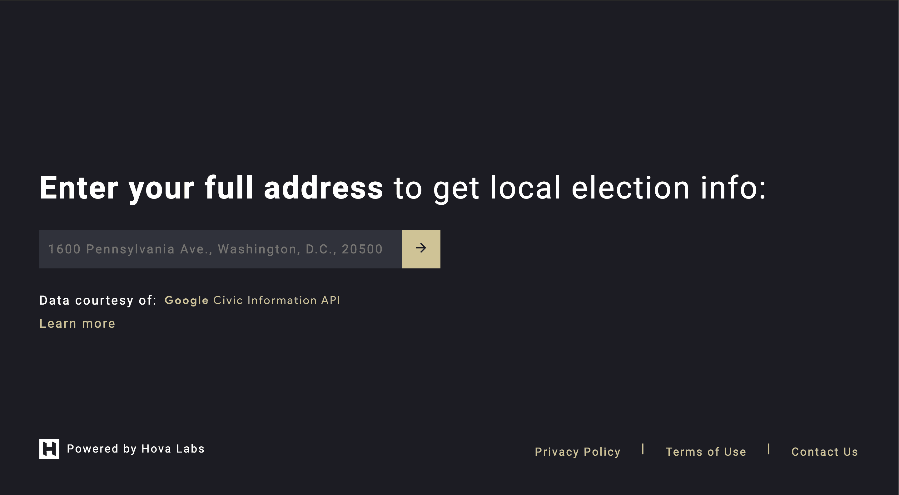 Vote by Address home page