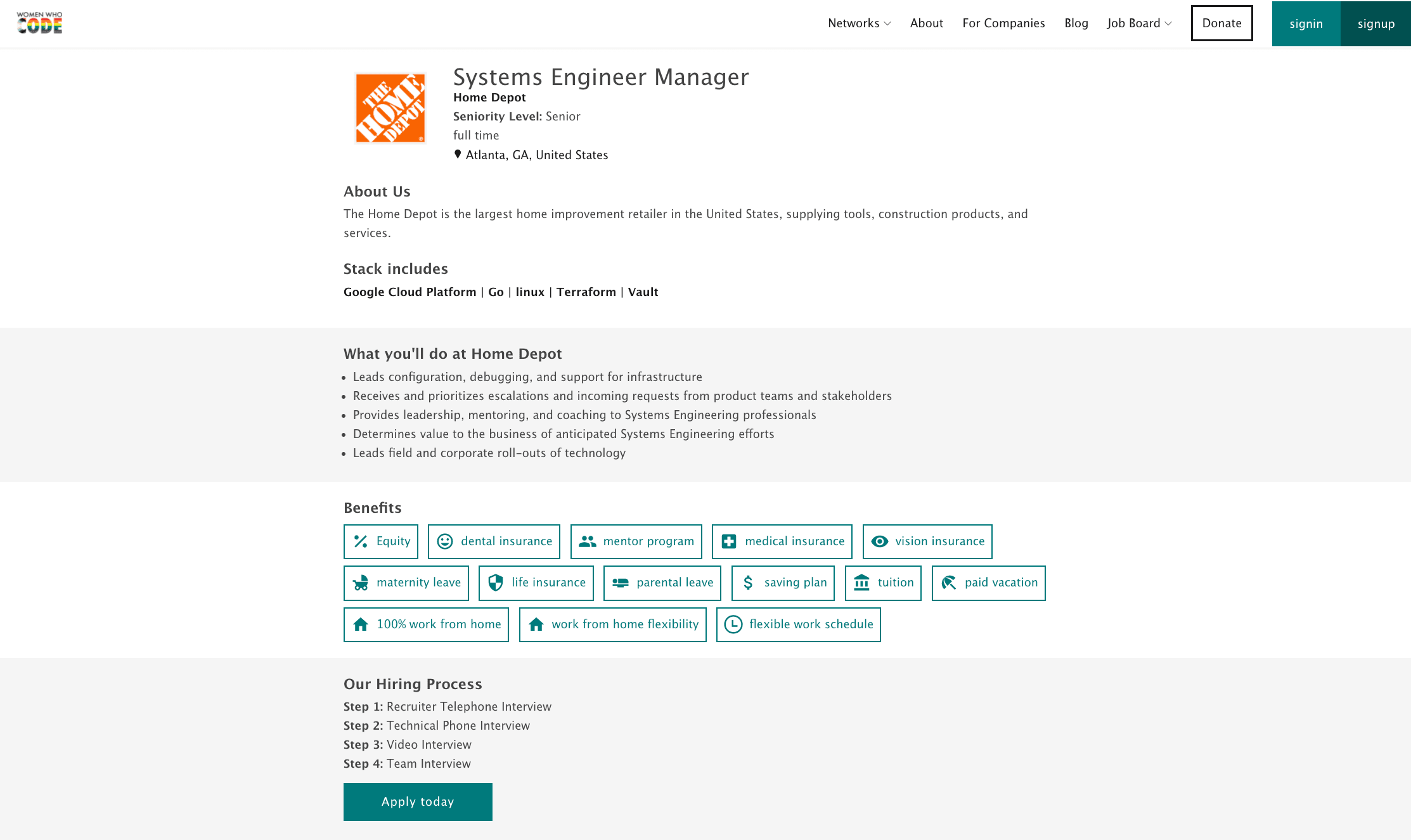 Women Who Code Job Screenshot